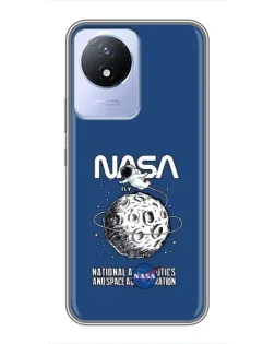 Чехол для Vivo Y02 с картинкой «NASA — лунная миссия»