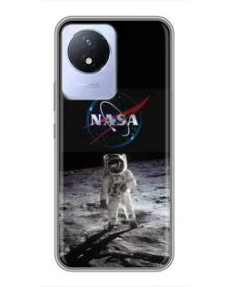 Чехол для Vivo Y02 с картинкой «Астронавт на Луне»