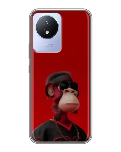 Чехол для Vivo Y02 с картинкой «Bored Ape в красном» Чехол для Vivo Y02 с картинкой «Bored Ape в красном»