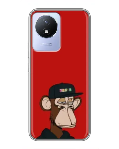 Чехол для Vivo Y02 с картинкой «Bored Ape — красный фон» Чехол для Vivo Y02 с картинкой «Bored Ape — красный фон»