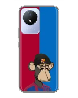 Чехол для Vivo Y02 с картинкой «Bored Ape — фанат Барсы»