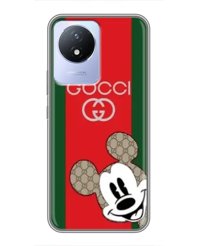 Чехол для Vivo Y02 с картинкой «Gucci — полосы и Микки»