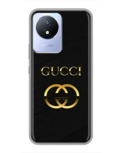 Чехол для Vivo Y02 с картинкой «Золотой логотип Gucci»