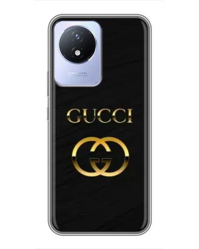 Чехол для Vivo Y02 с картинкой «Золотой логотип Gucci»
