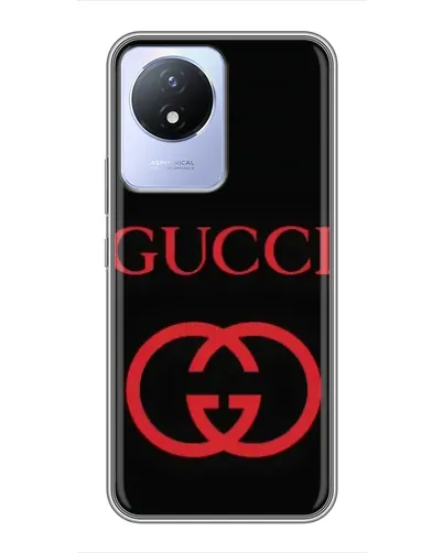 Чехол для Vivo Y02 с картинкой «Gucci — красный логотип»