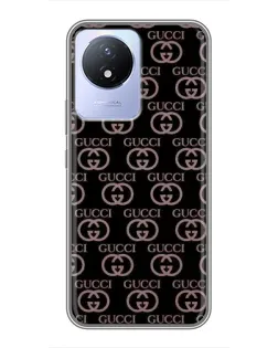 Чехол для Vivo Y02 с картинкой «Классическая монограмма Gucci»