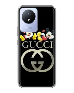 Чехол для Vivo Y02 с картинкой «Gucci — герои Disney»