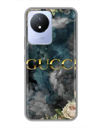 Чехол для Vivo Y02 с картинкой «Абстрактные цветы Gucci»