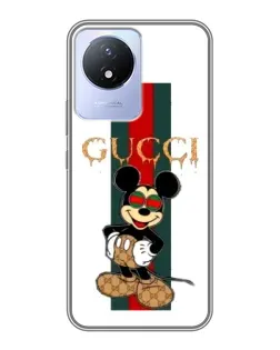 Чехол для Vivo Y02 с картинкой «Микки Маус Gucci — полосы»