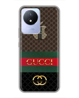 Чехол для Vivo Y02 с картинкой «Gucci — брендированный десерт»