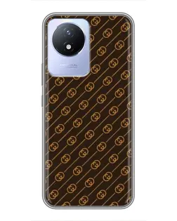 Чехол для Vivo Y02 с картинкой «Gucci — золотые диагонали»