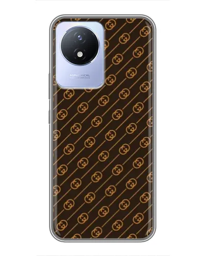 Чехол для Vivo Y02 с картинкой «Gucci — золотые диагонали»