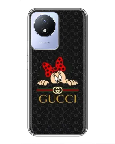 Чехол для Vivo Y02 с картинкой «Минни Маус Gucci — черный»