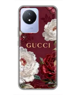 Чохол для Vivo Y02 з картинкою «Gucci — бордові троянди» Чохол для Vivo Y02 з картинкою «Gucci — бордові троянди»