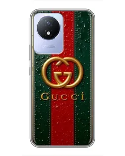 Чохол для Vivo Y02 з картинкою «Gucci — фірмова смуга та золото» Чохол для Vivo Y02 з картинкою «Gucci — фірмова смуга та золото»