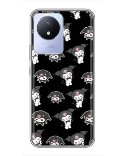 Чехол для Vivo Y02 с картинкой «Черный паттерн Kuromi» Чехол для Vivo Y02 с картинкой «Черный паттерн Kuromi»