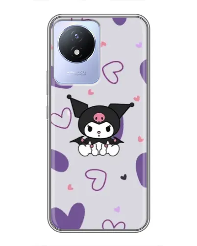 Чехол для Vivo Y02 с картинкой «Kuromi и лавандовые сердца»