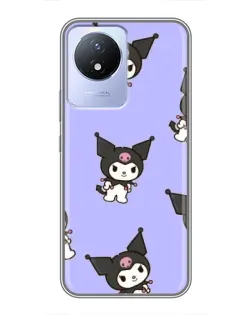 Чехол для Vivo Y02 с картинкой «Паттерн с Kuromi» Чехол для Vivo Y02 с картинкой «Паттерн с Kuromi»