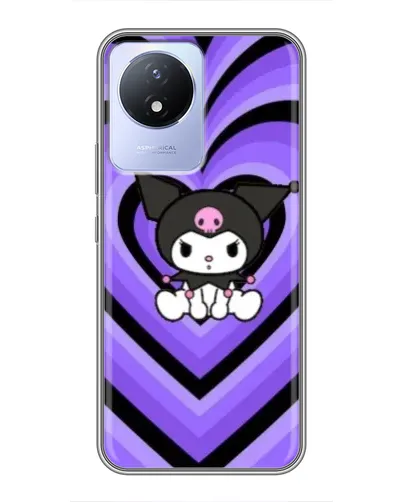 Чехол для Vivo Y02 с картинкой «Kuromi и фиолетовые сердца»