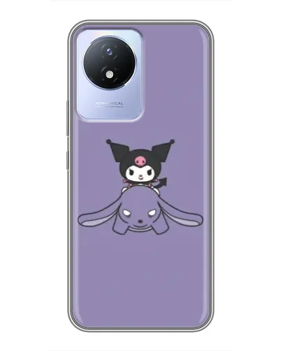 Чехол для Vivo Y02 с картинкой «Kuromi на лиловом фоне»