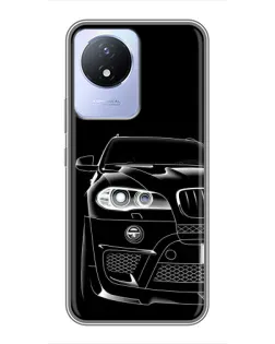 Чехол для Vivo Y02 с картинкой «Темный силуэт BMW»