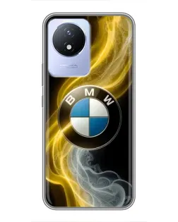 Чехол для Vivo Y02 с картинкой «Золотистый дым BMW»