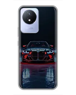 Чехол для Vivo Y02 с картинкой «BMW на мокрой дороге»
