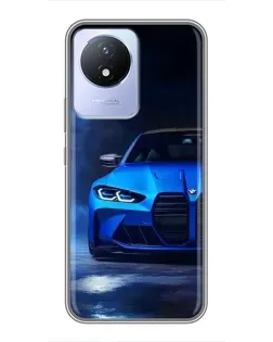 Чехол для Vivo Y02 с картинкой «Голубая BMW M4»