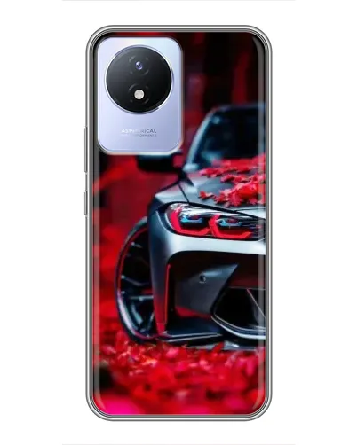 Чехол для Vivo Y02 с картинкой «Спортивная BMW и цветы» Чехол для Vivo Y02 с картинкой «Спортивная BMW и цветы»