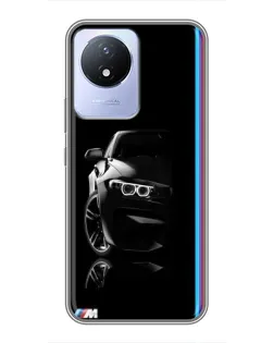 Чехол для Vivo Y02 с картинкой «Силуэт BMW в темноте»