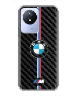 Чехол для Vivo Y02 с картинкой «Эмблема BMW и карбон»