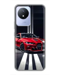 Чехол для Vivo Y02 с картинкой «Красная BMW на дороге»