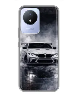 Чехол для Vivo Y02 с картинкой «BMW сквозь туман»