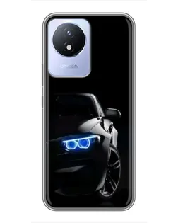 Чехол для Vivo Y02 с картинкой «BMW — ночной взгляд»