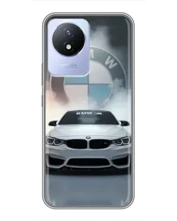 Чехол для Vivo Y02 с картинкой «BMW в белом дыму»