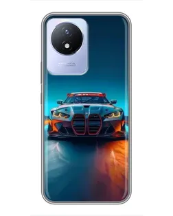 Чехол для Vivo Y02 с картинкой «BMW — огни неона»