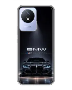 Чехол для Vivo Y02 с картинкой «BMW сквозь ночной город»