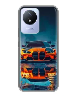 Чехол для Vivo Y02 с картинкой «BMW — золотая эмблема»