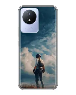 Чехол для Vivo Y02 с картинкой «Герой PUBG на скале»