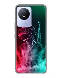 Чехол для Vivo Y02 с картинкой «PUBG — огненный воин»