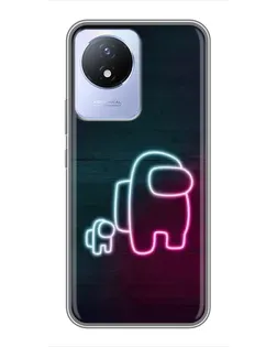 Чехол для Vivo Y02 с картинкой «Among Us неон-арт»