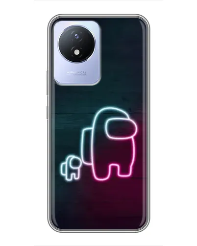 Чехол для Vivo Y02 с картинкой «Among Us неон-арт»