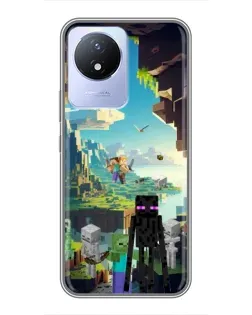 Чехол для Vivo Y02 с картинкой «Эндермен в лесу»