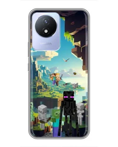 Чехол для Vivo Y02 с картинкой «Эндермен в лесу»