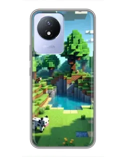 Чехол для Vivo Y02 с картинкой «Minecraft летний день»
