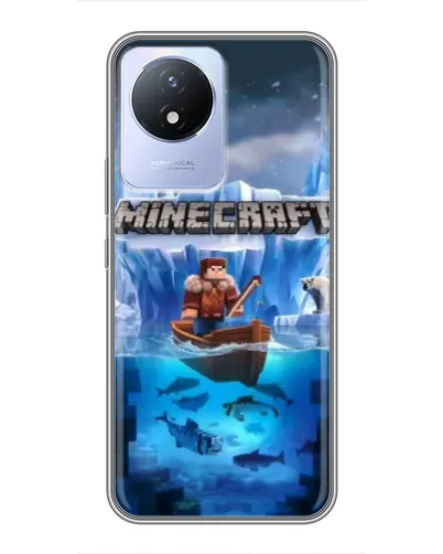 Чехол для Vivo Y02 с картинкой «Minecraft ледяной мир»
