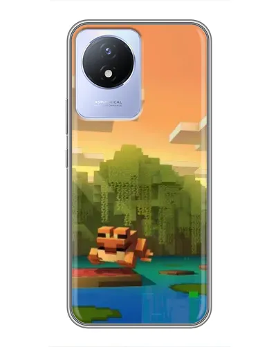 Чехол для Vivo Y02 с картинкой «Майнкрафт закат солнца»