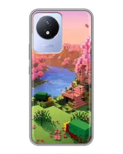 Чехол для Vivo Y02 с картинкой «Розовое дерево Minecraft»