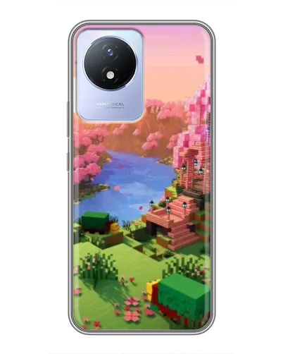 Чехол для Vivo Y02 с картинкой «Розовое дерево Minecraft»