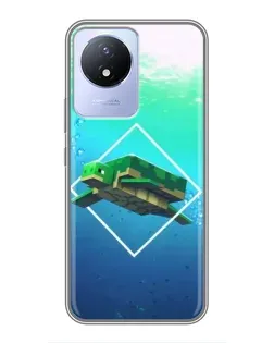 Чехол для Vivo Y02 с картинкой «Черепаха Minecraft»